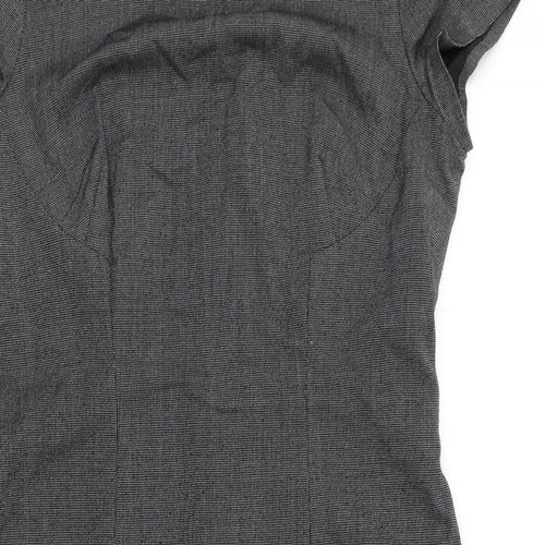 Zara Womens Grey Polyester Pencil Dress Size L Round Neck Zip