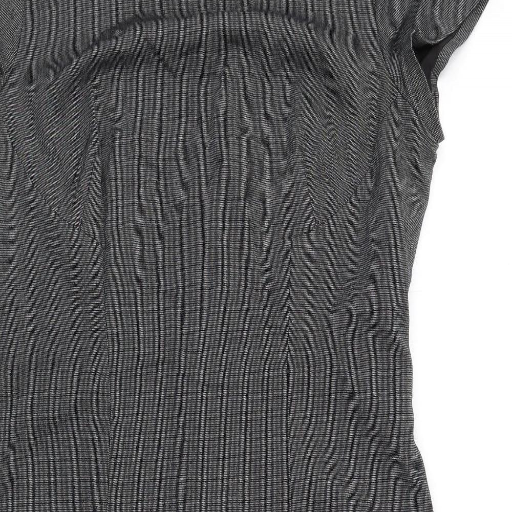 Zara Womens Grey Polyester Pencil Dress Size L Round Neck Zip
