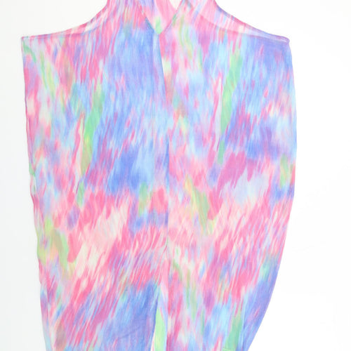 Topshop Womens Multicoloured Geometric Polyester Tank Dress Size M V-Neck Pullover