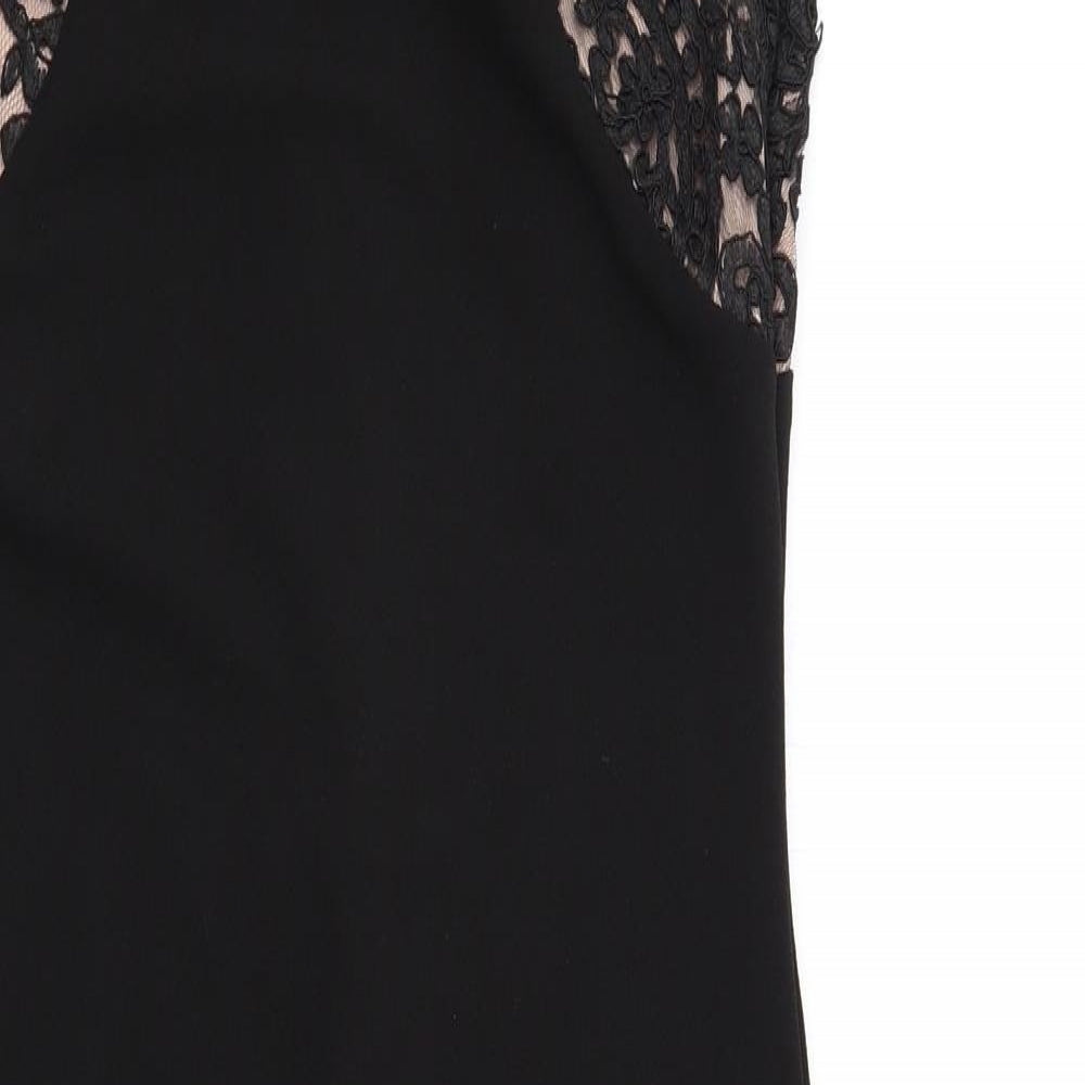 River Island Womens Black Polyester Bodycon Size 8 Halter Zip - Floral Lace