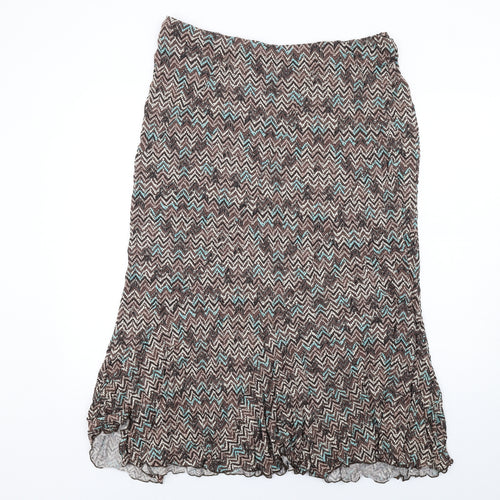 Yours Womens Brown Herringbone Viscose A-Line Skirt Size 22