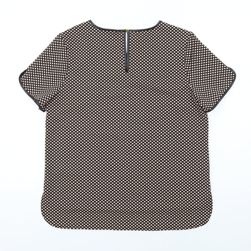Oasis Womens Black Polka Dot Polyester Basic T-Shirt Size M Round Neck