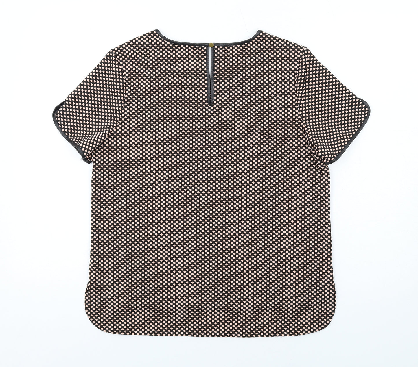 Oasis Womens Black Polka Dot Polyester Basic T-Shirt Size M Round Neck