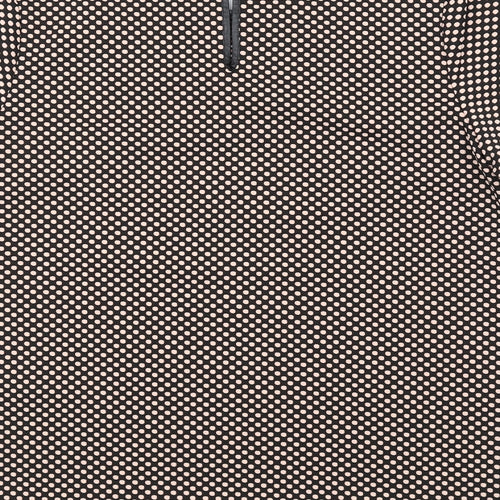 Oasis Womens Black Polka Dot Polyester Basic T-Shirt Size M Round Neck