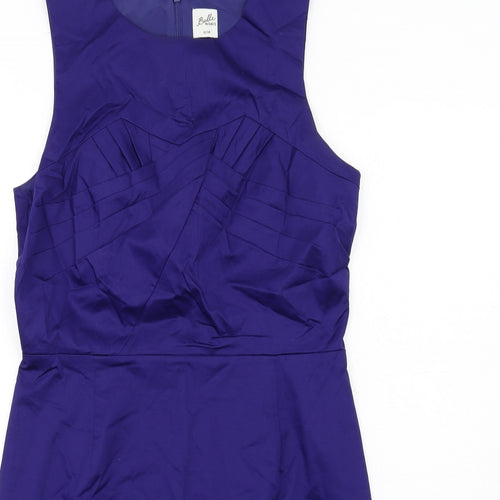 Oasis Womens Blue Cotton Pencil Dress Size 12 Round Neck Zip