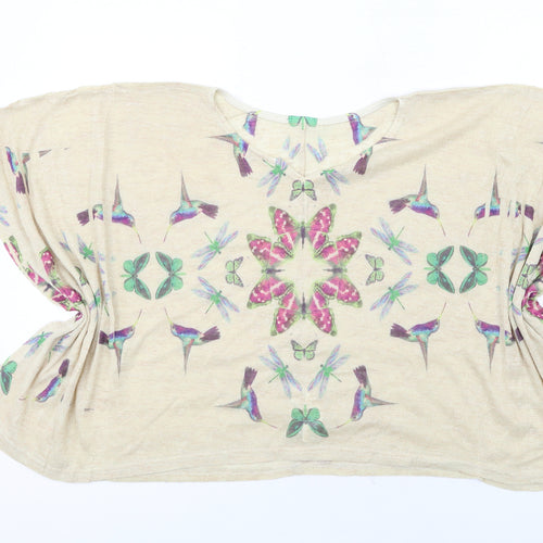Apricot Womens Beige Geometric Polyester Basic Blouse Size M Round Neck
