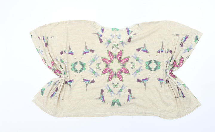 Apricot Womens Beige Geometric Polyester Basic Blouse Size M Round Neck