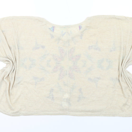 Apricot Womens Beige Geometric Polyester Basic Blouse Size M Round Neck