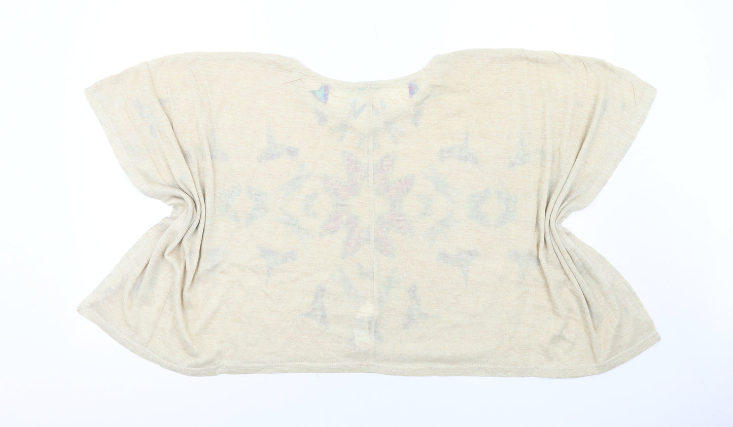Apricot Womens Beige Geometric Polyester Basic Blouse Size M Round Neck