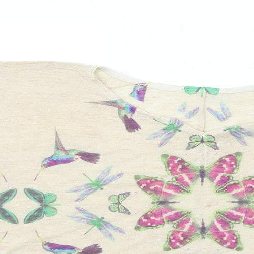 Apricot Womens Beige Geometric Polyester Basic Blouse Size M Round Neck