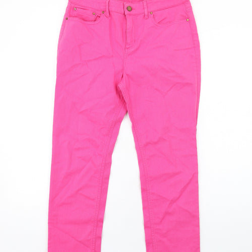 Boden Womens Pink Cotton Straight Jeans Size 12 L26 in Regular Zip