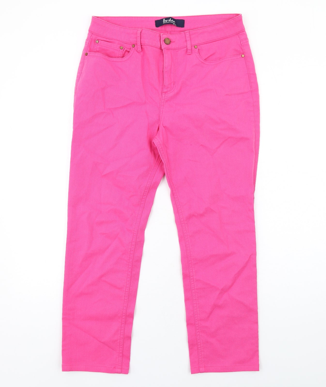 Boden Womens Pink Cotton Straight Jeans Size 12 L26 in Regular Zip