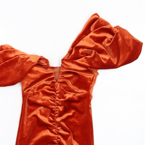 ASOS Womens Orange Polyester Mini Size 4 One Shoulder Zip