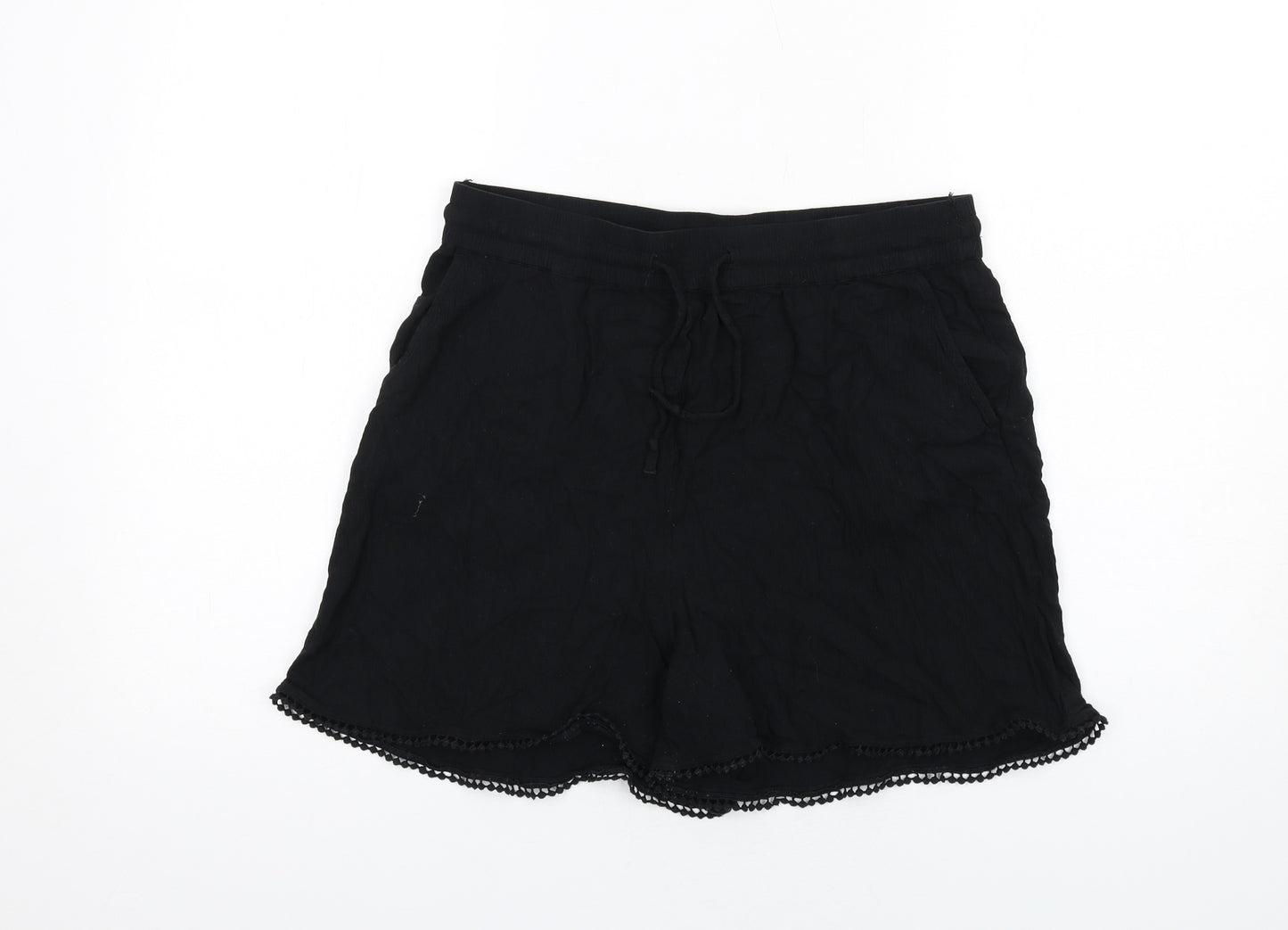 Marks and Spencer Womens Black Viscose Bermuda Shorts Size 10 Regular Pull On