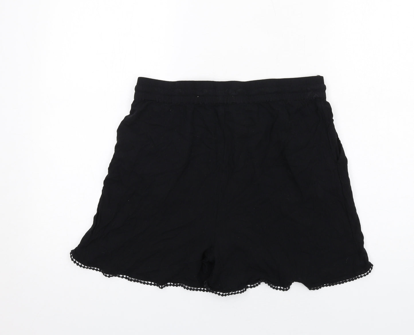 Marks and Spencer Womens Black Viscose Bermuda Shorts Size 10 Regular Pull On