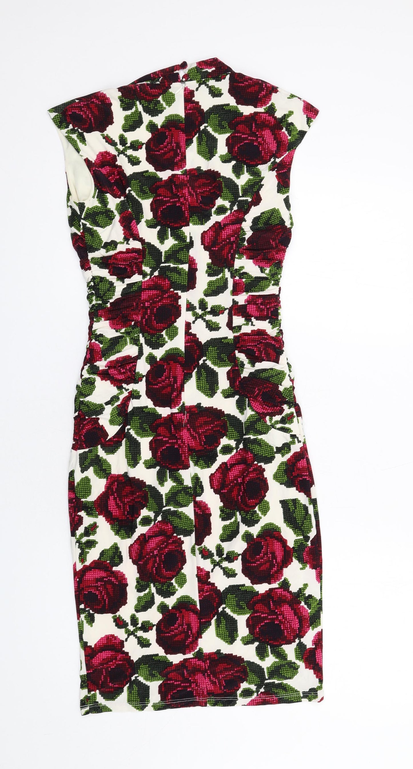 Phase Eight Womens Multicoloured Floral Polyester Pencil Dress Size 8 Round Neck Zip