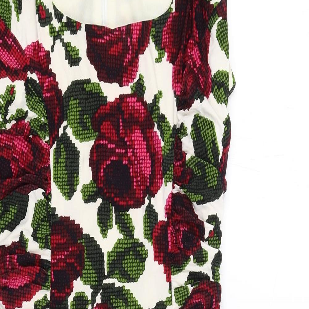 Phase Eight Womens Multicoloured Floral Polyester Pencil Dress Size 8 Round Neck Zip