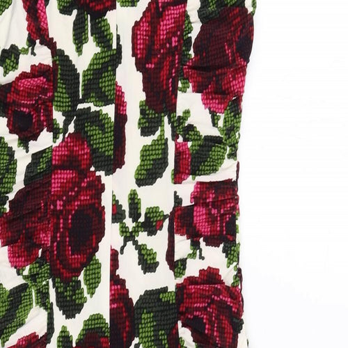 Phase Eight Womens Multicoloured Floral Polyester Pencil Dress Size 8 Round Neck Zip