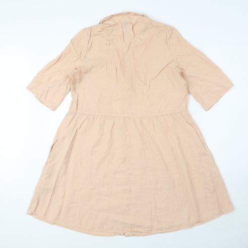 Zara Womens Pink Lyocell Shirt Dress Size XS Collared Button