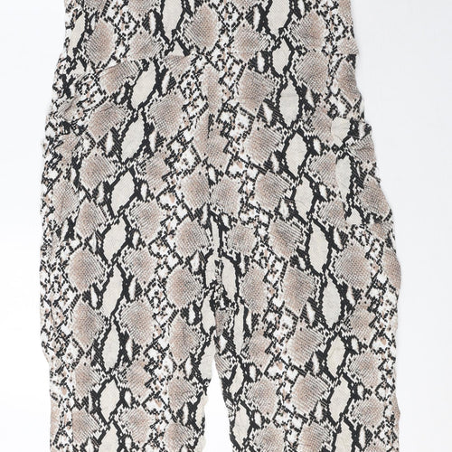 Dorothy Perkins Womens Beige Animal Print Viscose Jumpsuit One-Piece Size 8 Tie - Snake Skin Print