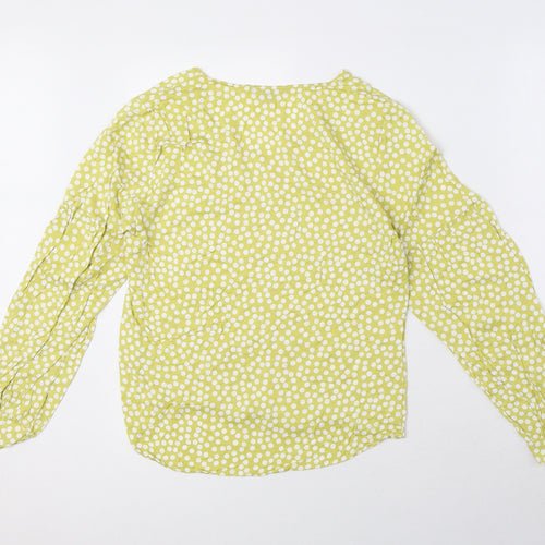 Comma Womens Green Polka Dot Viscose Basic Blouse Size 6 V-Neck