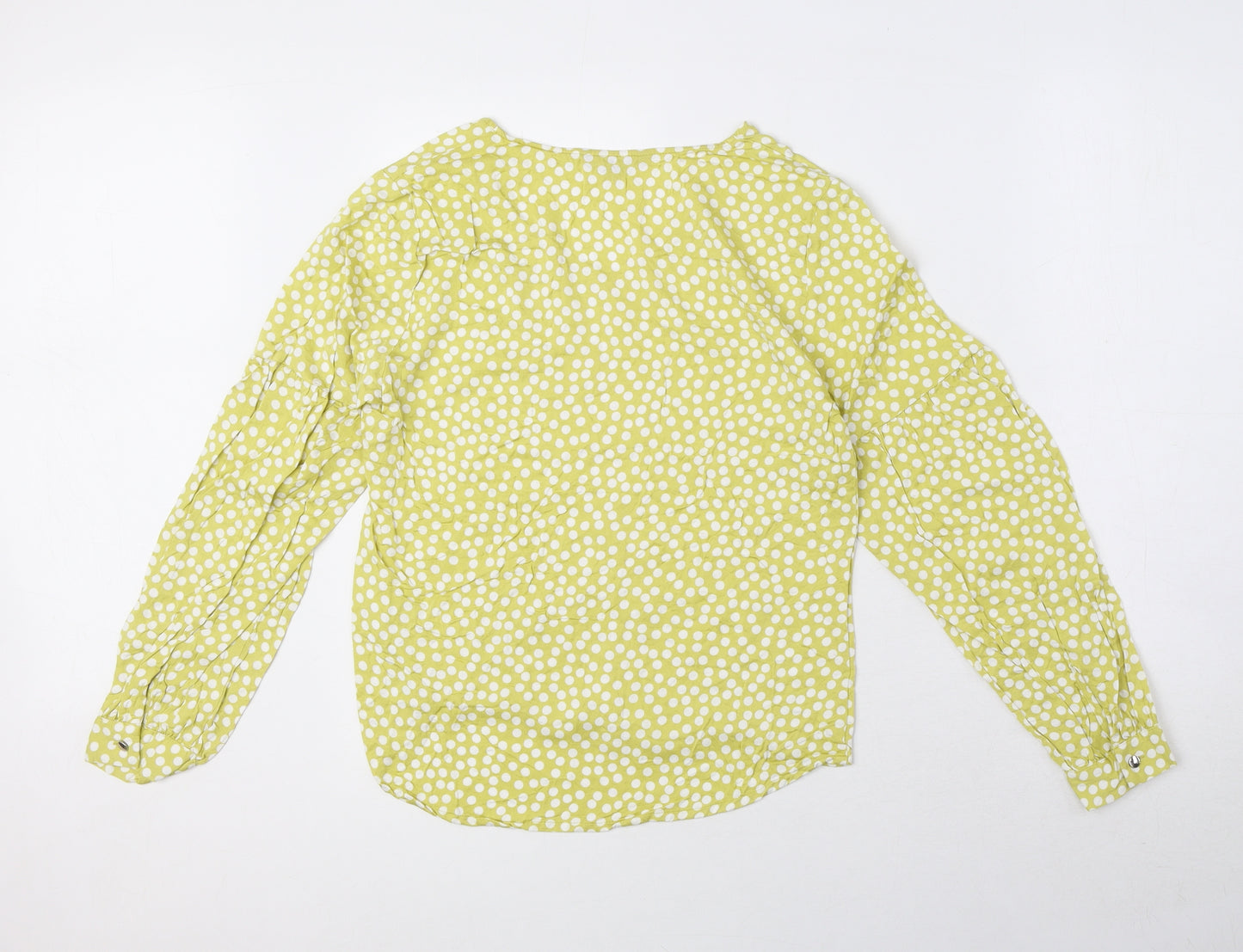 Comma Womens Green Polka Dot Viscose Basic Blouse Size 6 V-Neck