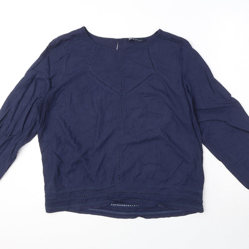 Crew Clothing Womens Blue Viscose Basic Blouse Size 14 Round Neck