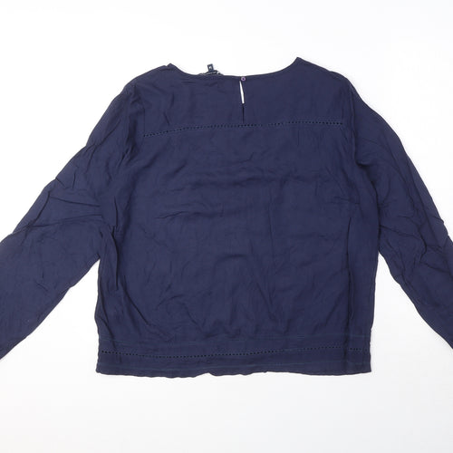 Crew Clothing Womens Blue Viscose Basic Blouse Size 14 Round Neck