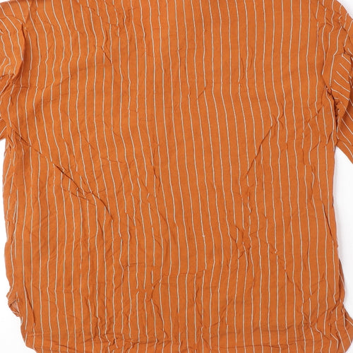 Marks and Spencer Womens Orange Striped Viscose Basic Button-Up Size 6 Collared