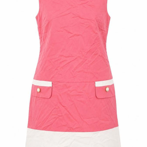 VIVI Boutique Womens Pink Viscose Pencil Dress Size 14 Crew Neck Zip