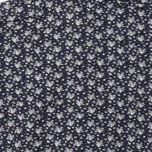 Moments Womens Blue Geometric Viscose Basic Button-Up Size 16 Collared