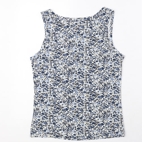 Jackpot Womens Blue Geometric Viscose Basic Tank Size M Scoop Neck