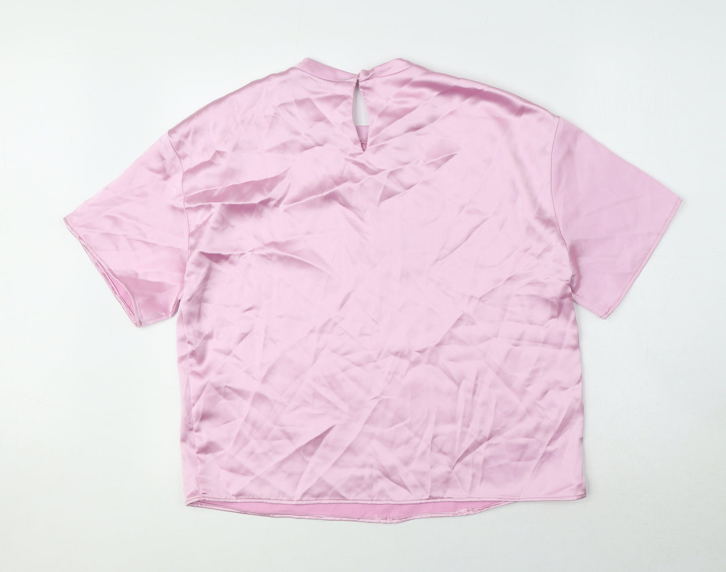 Zara Womens Pink Polyester Basic Blouse Size M Round Neck