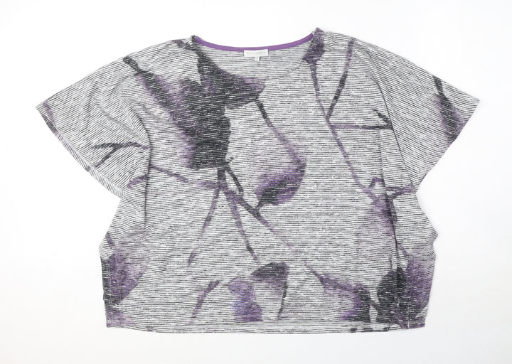 RJR.John Rocha Womens Grey Polyester Jersey Blouse Size 12 Round Neck