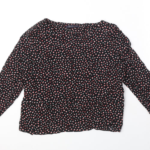 Marks and Spencer Womens Black Polka Dot Viscose Basic Blouse Size 12 Boat Neck