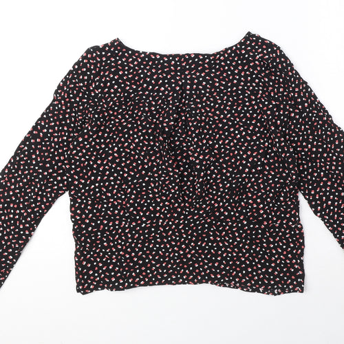 Marks and Spencer Womens Black Polka Dot Viscose Basic Blouse Size 12 Boat Neck