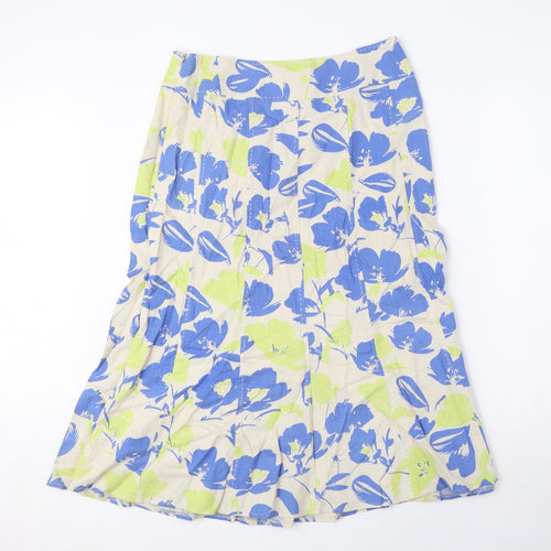 EWM Womens Multicoloured Geometric Linen A-Line Skirt Size 12 Zip