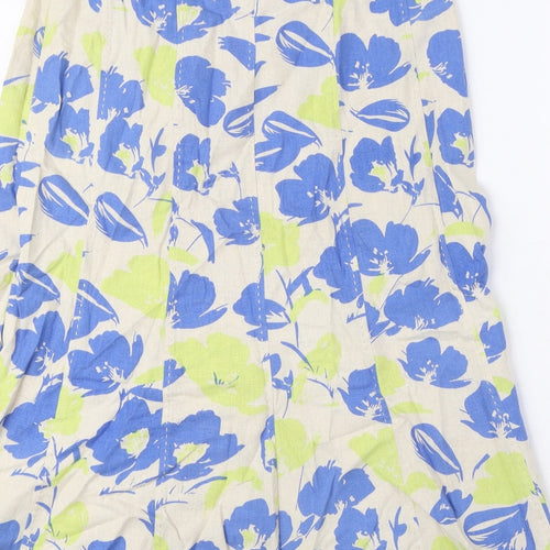 EWM Womens Multicoloured Geometric Linen A-Line Skirt Size 12 Zip