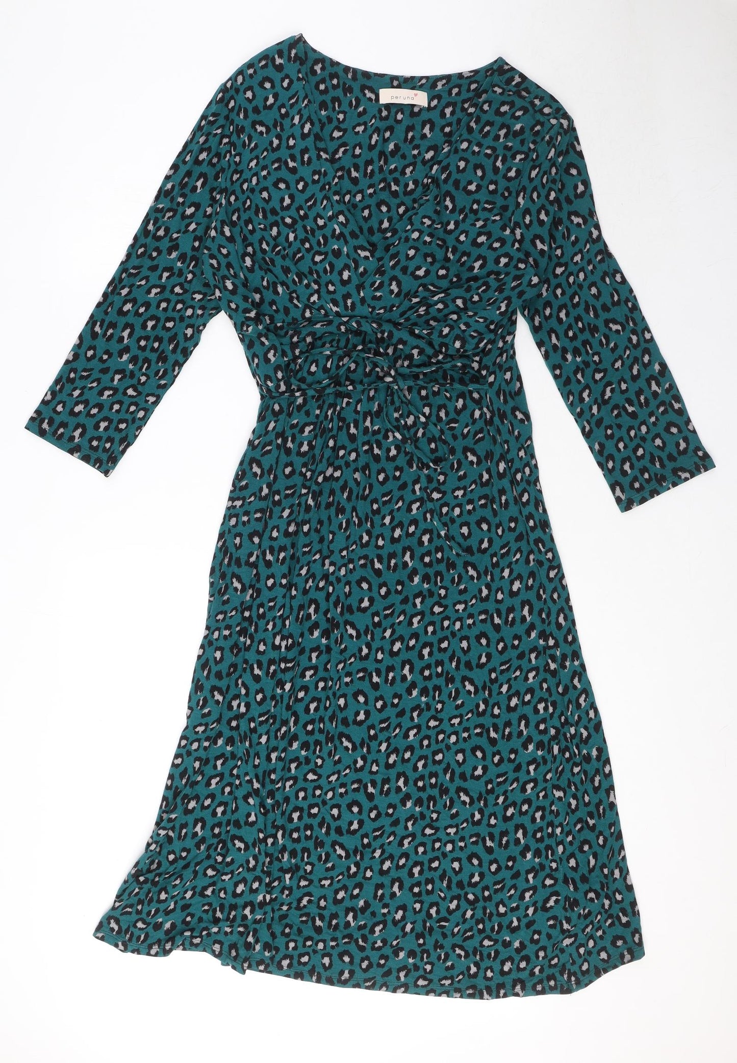 Per Una Womens Blue Animal Print Viscose Maxi Size 14 Crew Neck Pullover