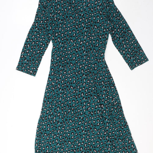 Per Una Womens Blue Animal Print Viscose Maxi Size 14 Crew Neck Pullover