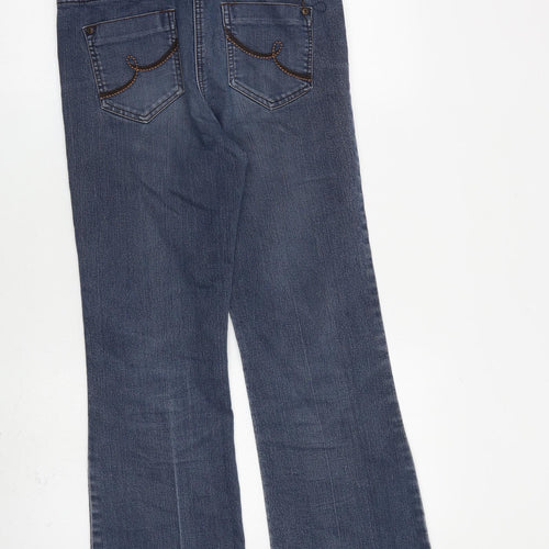 NEXT Womens Blue Cotton Flared Jeans Size 12 L28 in Regular Zip