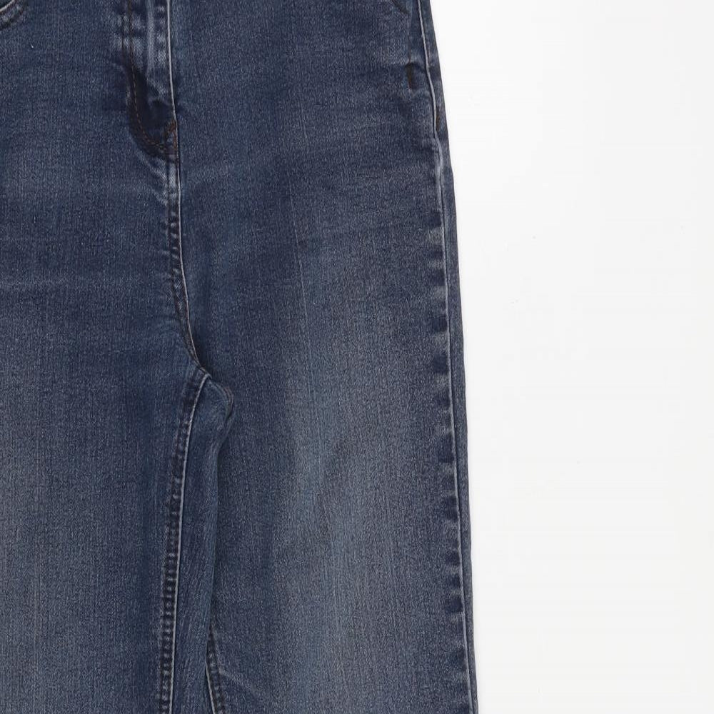 NEXT Womens Blue Cotton Flared Jeans Size 12 L28 in Regular Zip