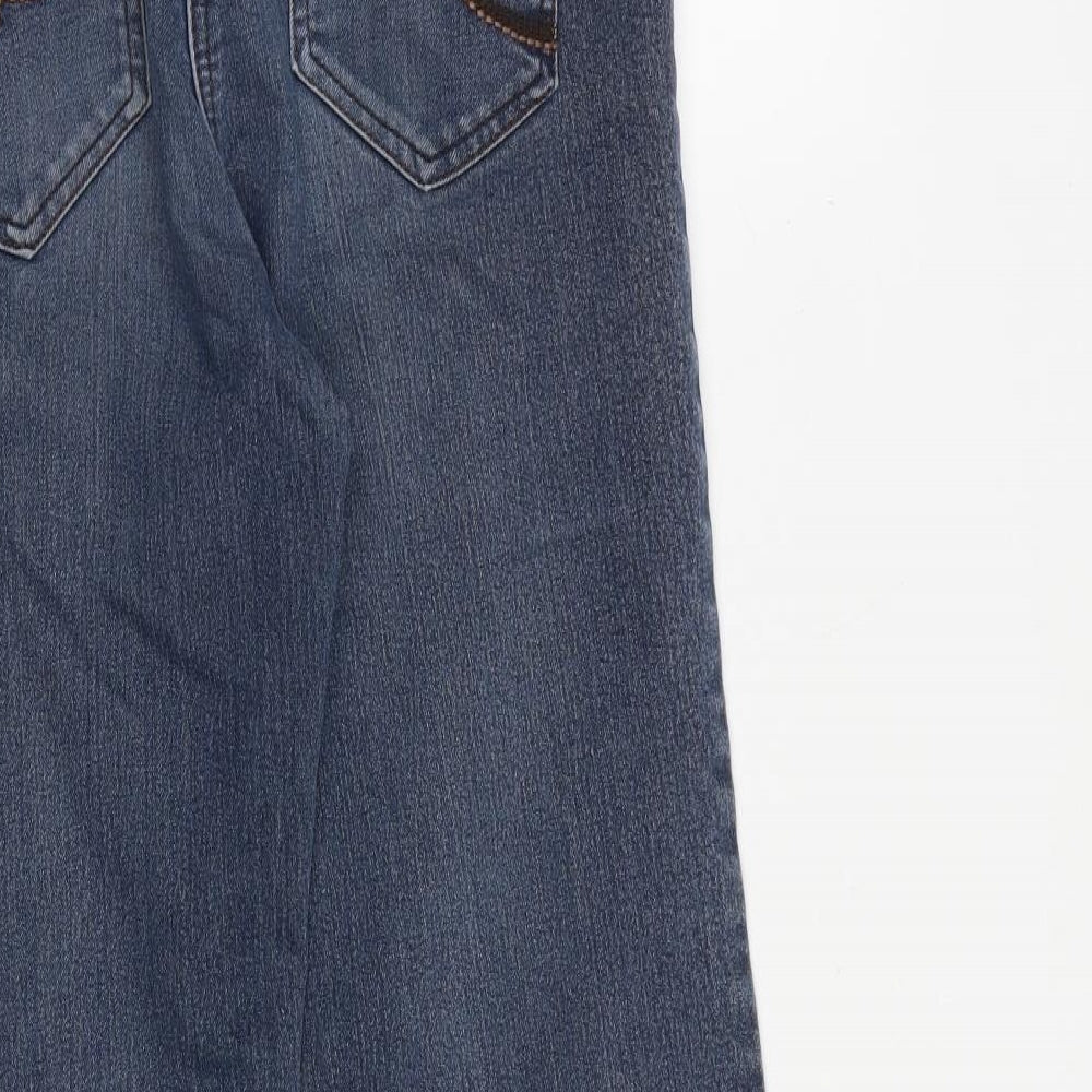 NEXT Womens Blue Cotton Flared Jeans Size 12 L28 in Regular Zip