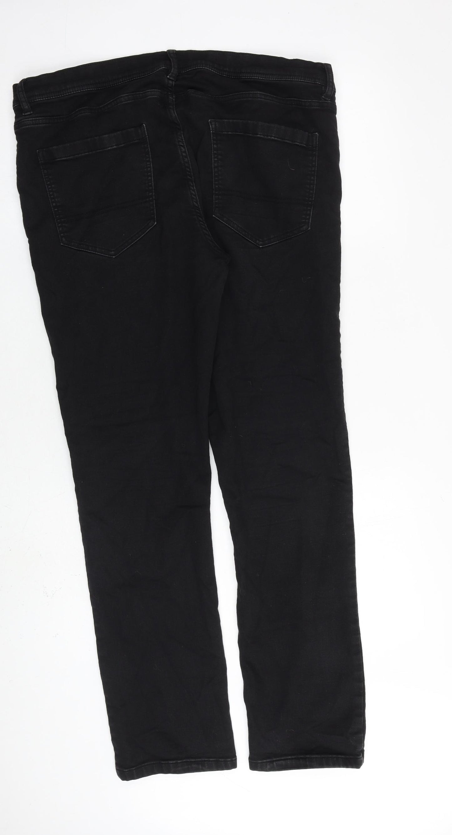 F&F Mens Black Cotton Skinny Jeans Size 38 in L32 in Slim Zip