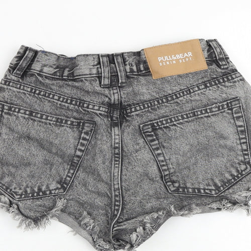 Pull&Bear Womens Grey Cotton Cut-Off Shorts Size 6 Regular Zip - Distressed