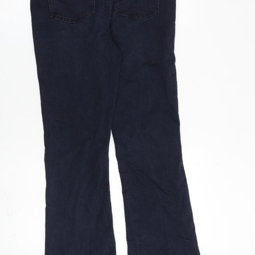 Marks and Spencer Womens Blue Cotton Flared Jeans Size 12 L31 in Regular Zip