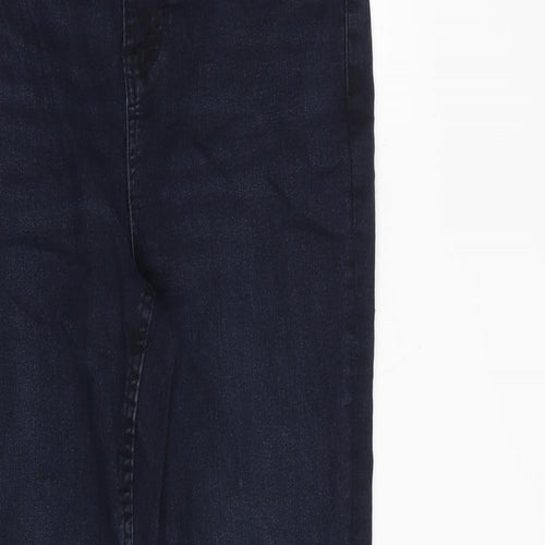 Marks and Spencer Womens Blue Cotton Flared Jeans Size 12 L31 in Regular Zip