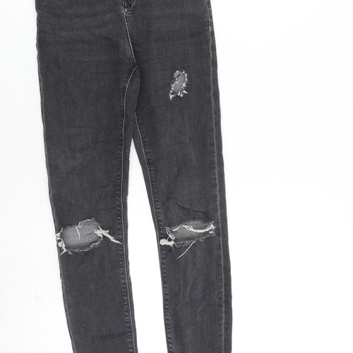 Topshop Womens Grey Cotton Skinny Jeans Size 25 in L32 in Regular Zip