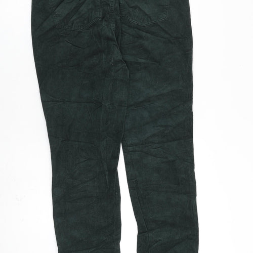 Marks and Spencer Womens Green Cotton Trousers Size 14 L30 in Regular Zip