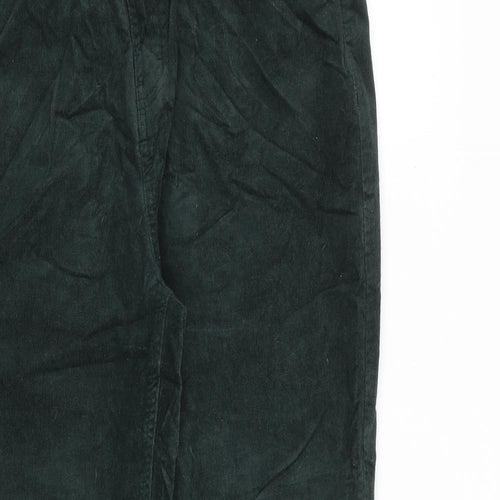 Marks and Spencer Womens Green Cotton Trousers Size 14 L30 in Regular Zip